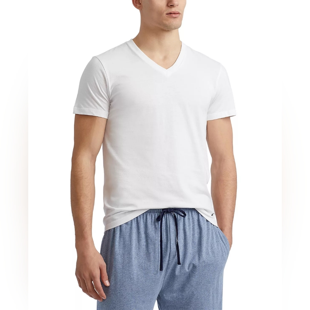 Polo Ralph Lauren Classic-Fit V-Neck Undershirts, 5 + 1 Free Bonus Pack White